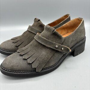 Sixty Seven Suede Kiltie Gray Women’s Shoes Slip On Fringe Made in Spain Size 38